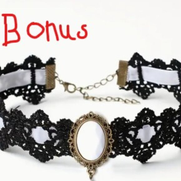 Gothic Teardrop Punk Choker Lace Necklace Vintage Style Red Black Clavicle Chain - Picture 7 of 9